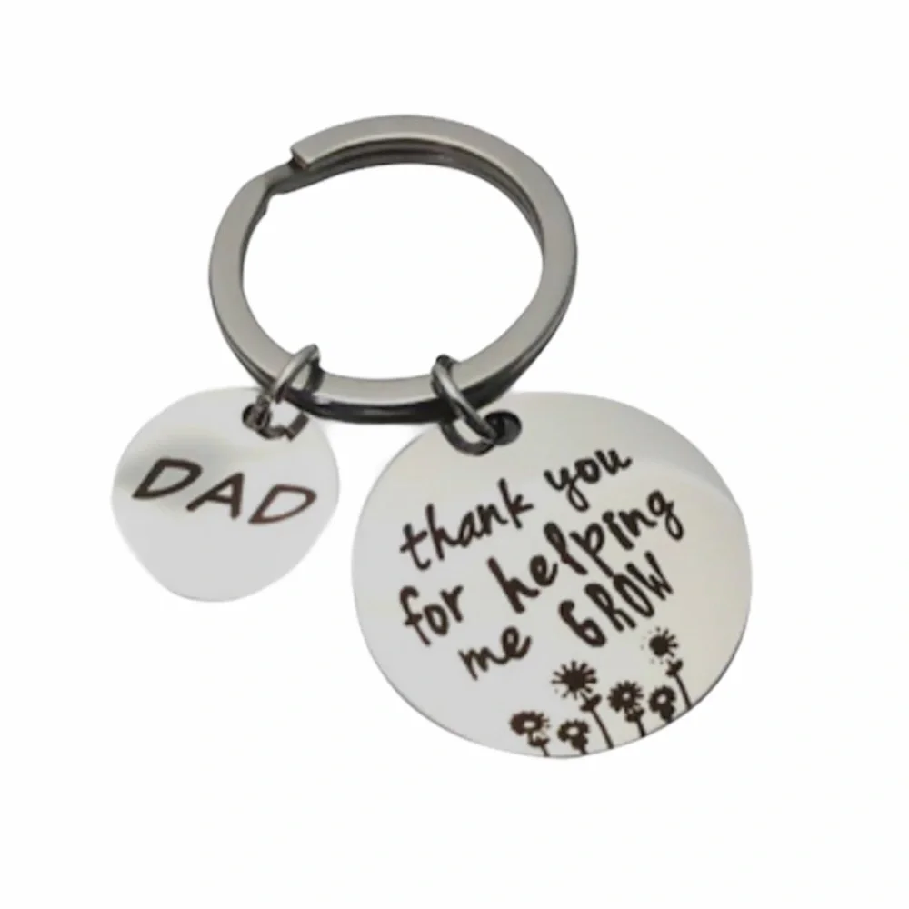 Thank You For Helping Me Grow Dad Key Chain Silver